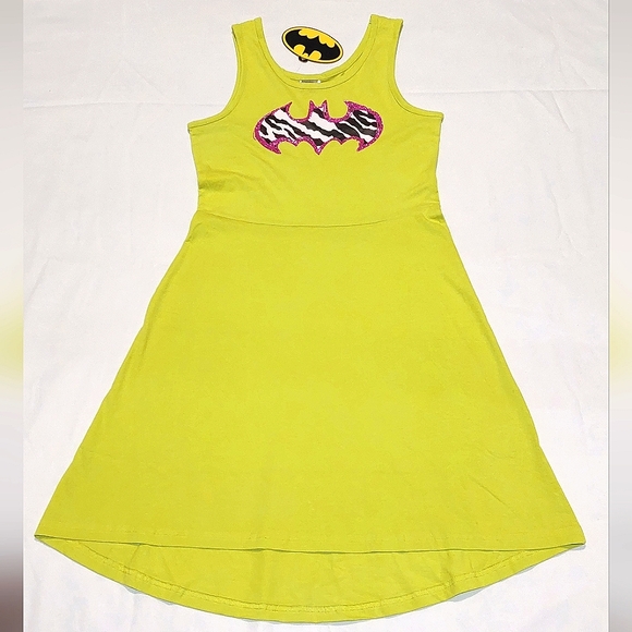 DC Comics Other - Batman Neon Yellow-Green Girls High-Low Tank Dress NWT Size S/P